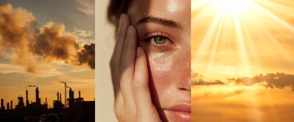 A woman with glowing face