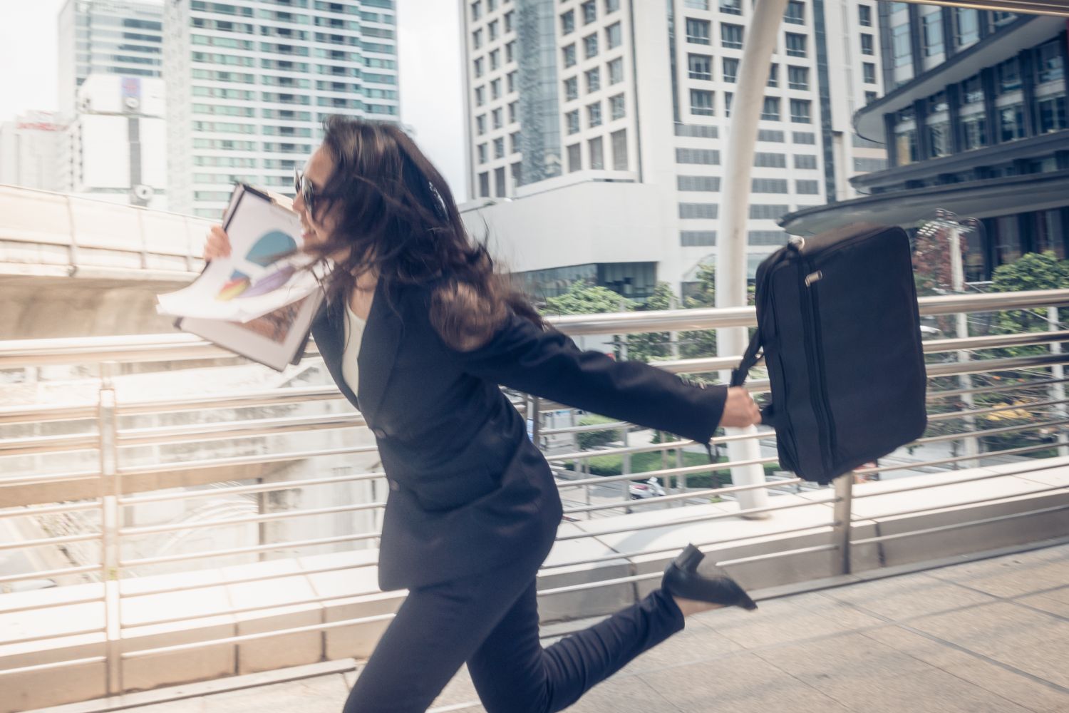 A lady running to work