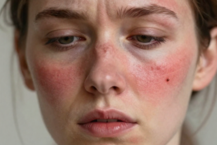 A woman with sensitive skin