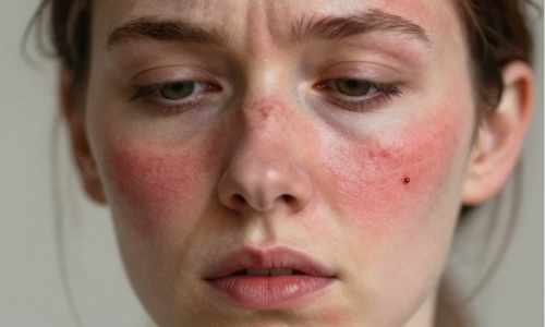 A woman with sensitive skin