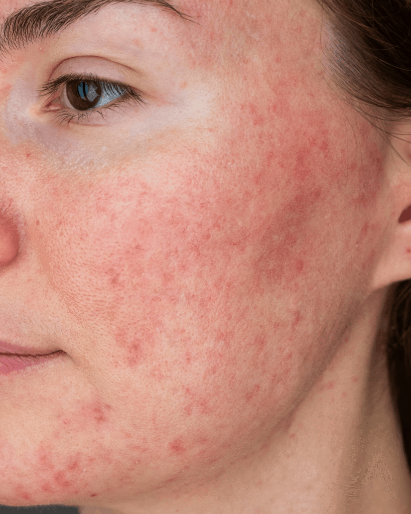 A woman having dehydrated skin