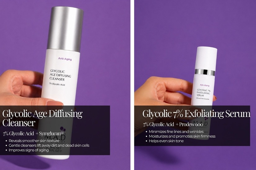 Glycolic Age Diffusing Cleanser and Glycolic 7% Exfoliating Serum