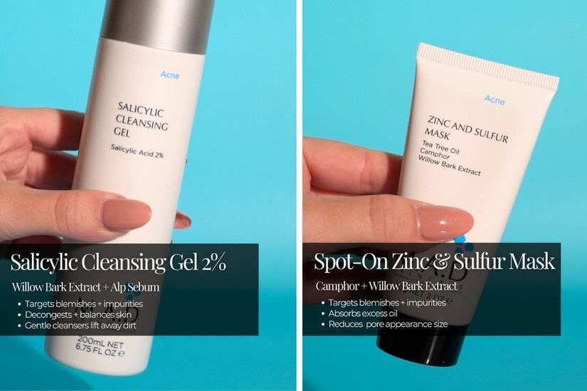 Salicylic Cleansing Gel 2% and Spot-On Zinc and Sulfur Mask